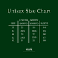 unisex size chart collection 001